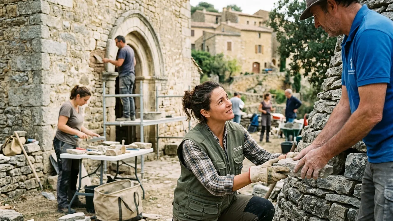 Chantier participatif de maçonnerie traditionnelle à Cabrerolles